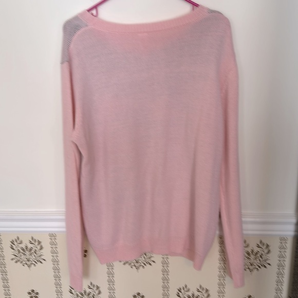 Juniors Christmas Cat Sweater Light Pink XXL (2XG) 19 Sequins & Pom Poms - Picture 7 of 8